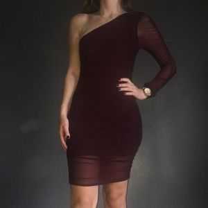 Purple Bodycon One Shoulder Dress